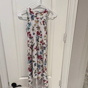 Paper Doll Floral Kids Dress - White, Red, Blue